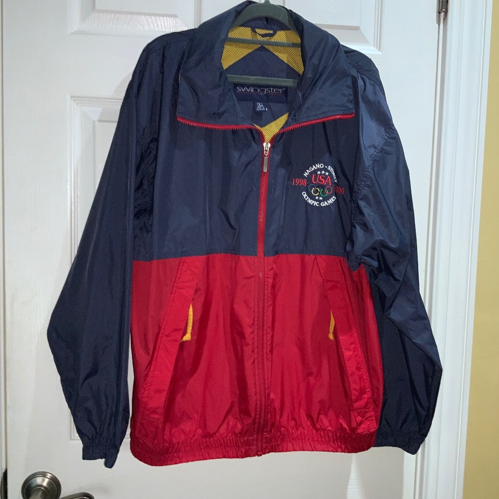 Swingster Vintage 1998-2000 USA Olympic front zip windbreaker jacket Sz  L